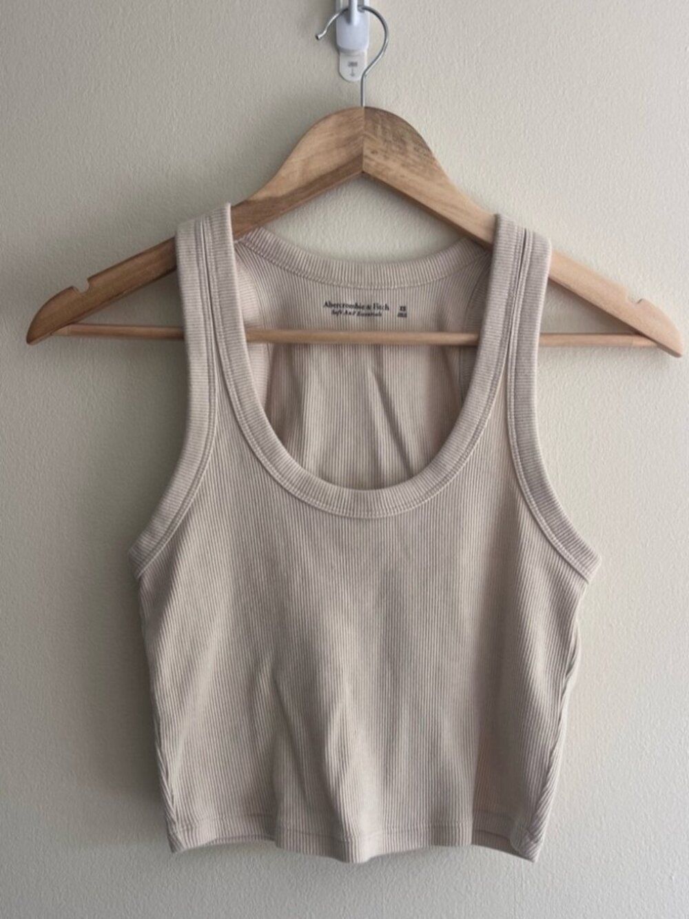 Essentials Scoop Neck Ribbed Tank in Cream